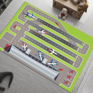 Airport Runway Rug: Kids Play Mat, Airplane Decor