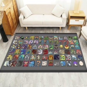 Monster Hunter Rug, Monster Rug, Hunter Rug, Anime Carpet, Game Room Rug,Anime Rug,Gaming Rug,Kids Room Decor,Gift for Gamer,Game Room Decor