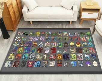 Monster Hunter Rug, Monster Rug, Hunter Rug, Anime Carpet, Game Room Rug,Anime Rug,Gaming Rug,Kids Room Decor,Gift for Gamer,Game Room Decor