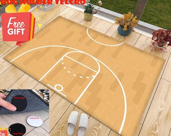 Basketball Court Rug: Kids Playtime, Non-Slip Velvet Floor Decor