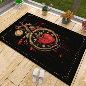 Alfombra con temática de corazón, alfombra anatómica con forma de corazón, alfombra con cartas del tarot, alfombra mágica con cartas del tarot, alfombra esotérica y oculta, alfombra espiritual, alfombra para sala de estar, regalo para