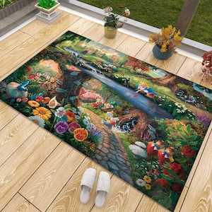 Alice in Wonderland Rug: Non-Slip Fairytale Kids Room Decor