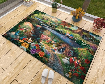 Alice In Wonderland Rug, Alice Rug, Alice Design rug, Tale Rug, Movie Room Decor, Fairytale Rug, Kids Rug, Gift Rug, Top Seller, Non Slip