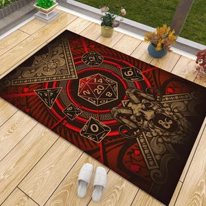 Dungeons Dragons Rug, Drachenteppich, DND-Themateppich, DND-Teppich, Drachenrobbe, Spielkartenteppich, Jungenzimmerteppich, Geschenk für ihn sie, personalisiertes Geschenk