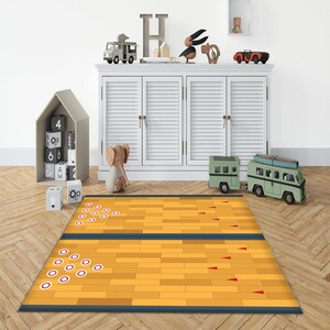 Bowling Alley Rug: Kids Playmat, Non-Slip Cotton Base