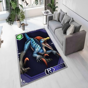 Monster Hunter Velocidrome Rug, Monster Hunter Rug, Monster Rug, Hunter Rug,Anime Carpet, Game Room Rug,Anime Rug,Gaming Rug,Kids Room Decor