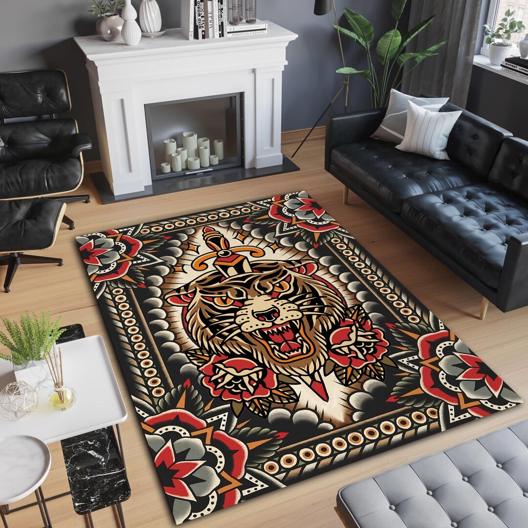 Tatto Rug Tiger Tattoo Rug: Tattoo Studio Decor, Old School - Etsy