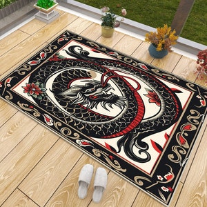 Dragon Tattoo Rug: American Traditional Old School Style