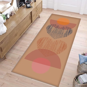 Mid Century Modern Runner Rug: Soft Velvet, Non-Slip Living Room Decor