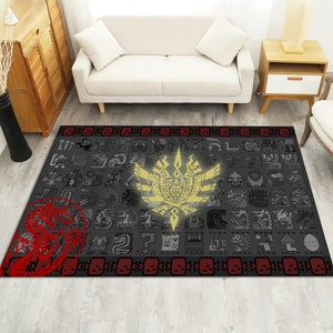 Monster Hunter Rug, Monster Rug, Hunter Rug, Anime Carpet, Game Room Rug,Anime Rug,Gaming Rug,Kids Room Decor,Gift for Gamer,Game Room Decor