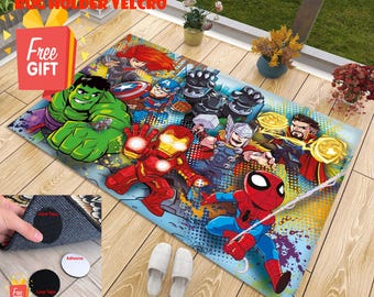 Superhero Rug, Spiderman Rug, Super Hero Rug, Spider Man Rug, Hulk Rug, Thor Mat, Captain America Decor, Ironman Rug,Kids Room,Kids Room Rug