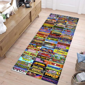 Retro Arcade Game Rug: 3D Print, Non-Slip Cotton Base