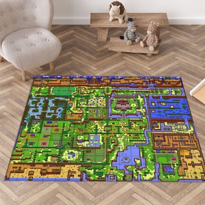 Alfombra de la Leyenda de Zelda, Alfombra de Zelda, Alfombra con el Mapa de Zelda, Alfombra con el Mapa del Juego de la Leyenda de Zelda, Decoración con el Mapa del Juego, Arte de Zelda, Regalos para Jugadores, Alfombra para Sala de Juegos