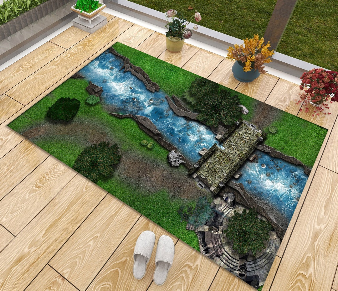 3D River Tree 022 Non Slip Rug Mat