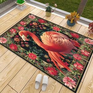 Flamingo Rug, Pink Rug, Animal Rug, Tropical Flamingo Bird Rug, Bird Rug, Scarf Rug Design, Home Decor,Room Decoration, Living Room,Gift For
