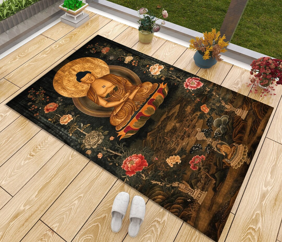 Tibetan Velvet Rug: Buddha Design, Non-slip Cotton Base - Etsy