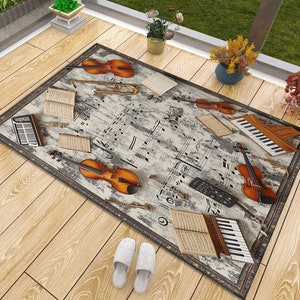Musical Note Rug: Music Room Decor, Musician Gift