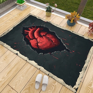 Alfombra con temática de corazón, alfombra anatómica con forma de corazón, alfombra con cartas del tarot, alfombra mágica con cartas del tarot, alfombra esotérica y oculta, alfombra espiritual, alfombra para sala de estar, regalo para