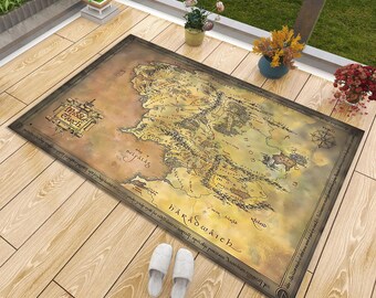 Mittelerde-Teppich, Herr-der-Ringe-Teppich, Kartenteppich, LOTR-Teppich, Kartenteppich, Fantastischer Teppich, Beliebter Teppich, Magischer Teppich, Bodenteppich, Weltkarte, Geschenk