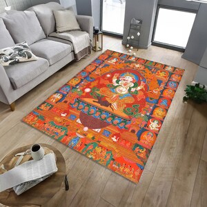 Tibetan Thangka Rug, Four Mandala Vajra Vali, Buddhism Decor image 2