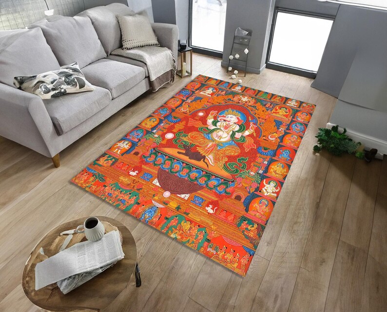 Tibetan Thangka Rug, Four Mandala Vajra Vali, Buddhism Decor image 2
