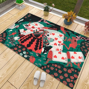 Alice in Wonderland Rug: Fairytale Movie Room Decor, Non-Slip