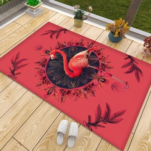 Flamingo Rug, Pink Rug, Animal Rug, Tropical Flamingo Bird Rug, Bird Rug, Scarf Rug Design, Home Decor,Room Decoration, Living Room,Gift For