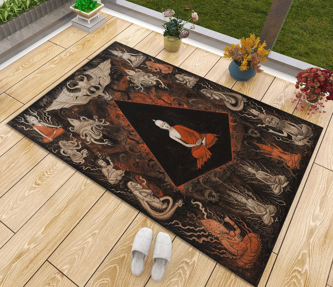 Buddha Rug, Tibetan Rug, Tibetan Buddhism Rug, Buddhism Rug, Living ...