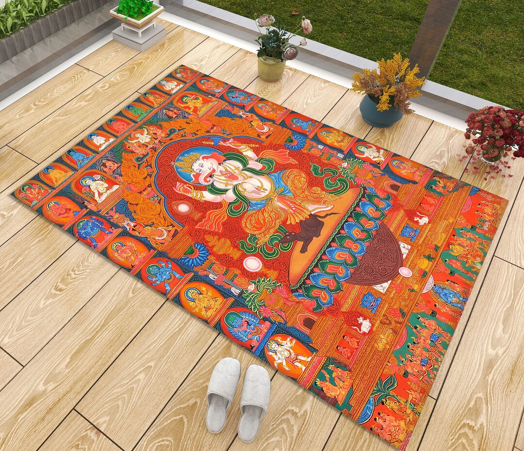 Tibetan Thangka Rug, Buddha Rug, Four Mandala Vajra Vali Thangka ...