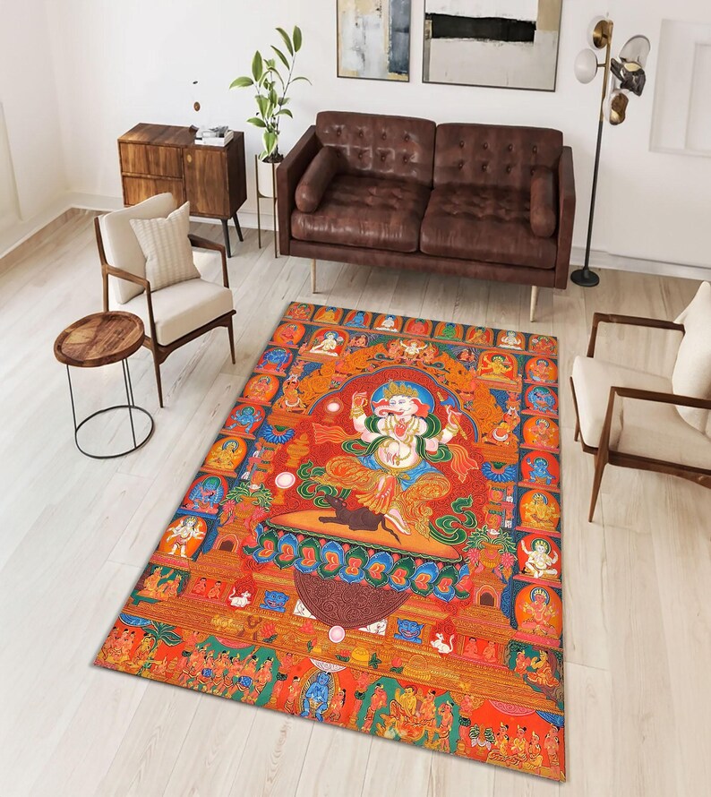 Tibetan Thangka Rug, Four Mandala Vajra Vali, Buddhism Decor image 3