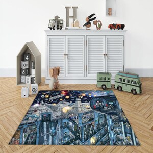 Star Wars-Teppich, Galaktisches Imperium, Coruscant (Star Wars), Schlacht von Yavin-Teppich, Todesstern-Kunstteppich, Star Wars Todesstern, Todesstern-Teppich, Heimkino Bild 3