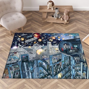 Star Wars-Teppich, Galaktisches Imperium, Coruscant (Star Wars), Schlacht von Yavin-Teppich, Todesstern-Kunstteppich, Star Wars Todesstern, Todesstern-Teppich, Heimkino Bild 1