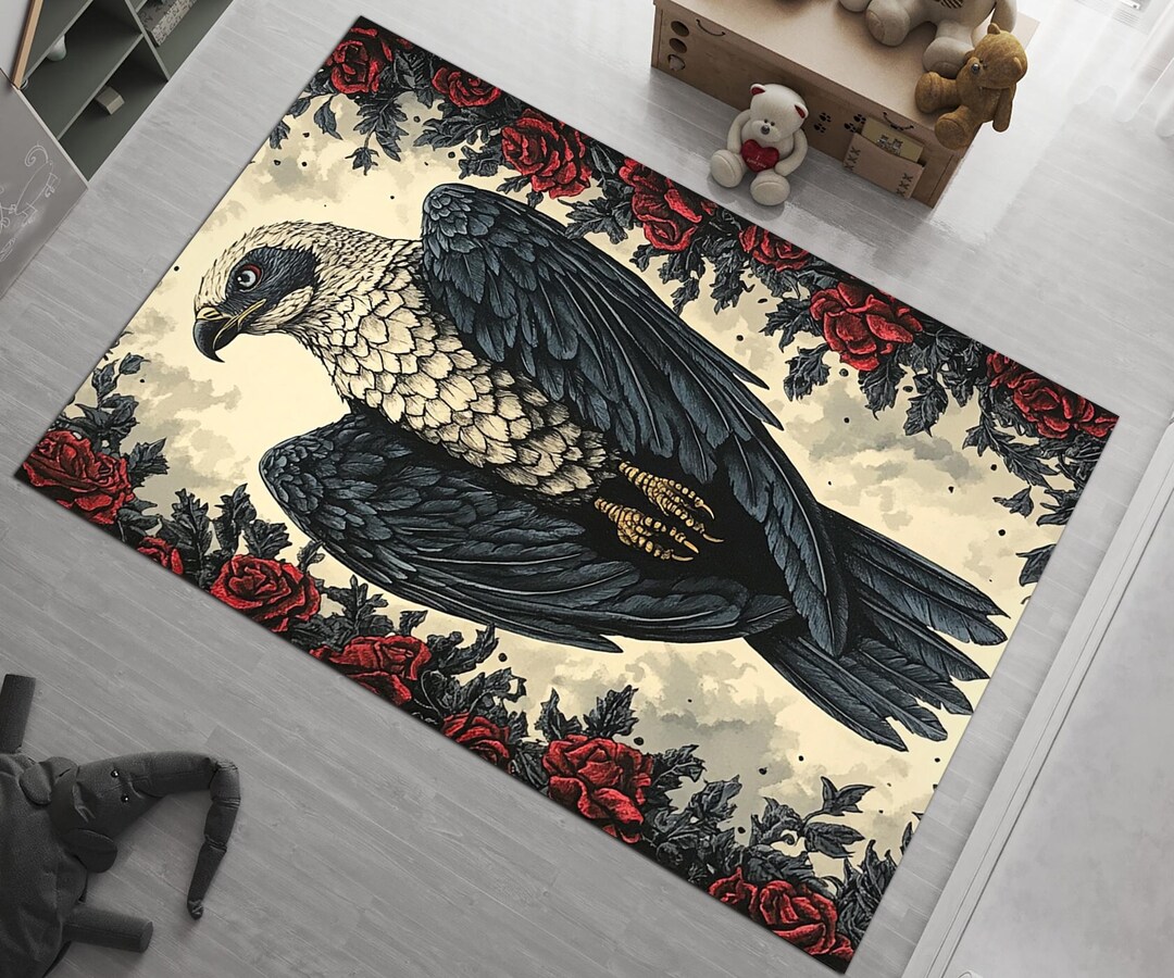Tattoo Crow Rug, Crow Rug, Tattoo Flash Rug, Tattoo Design, Traditional ...