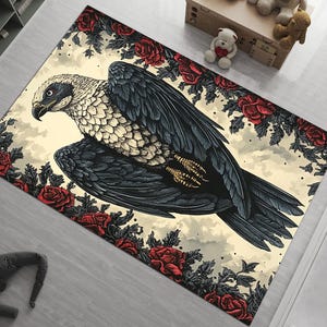Tattoo Crow Rug: Traditional American Tattoo Art Decor