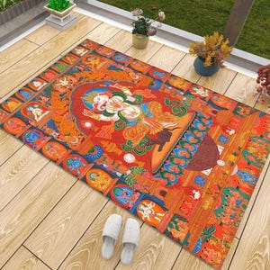 Tibetan Thangka Rug, Four Mandala Vajra Vali, Buddhism Decor image 1