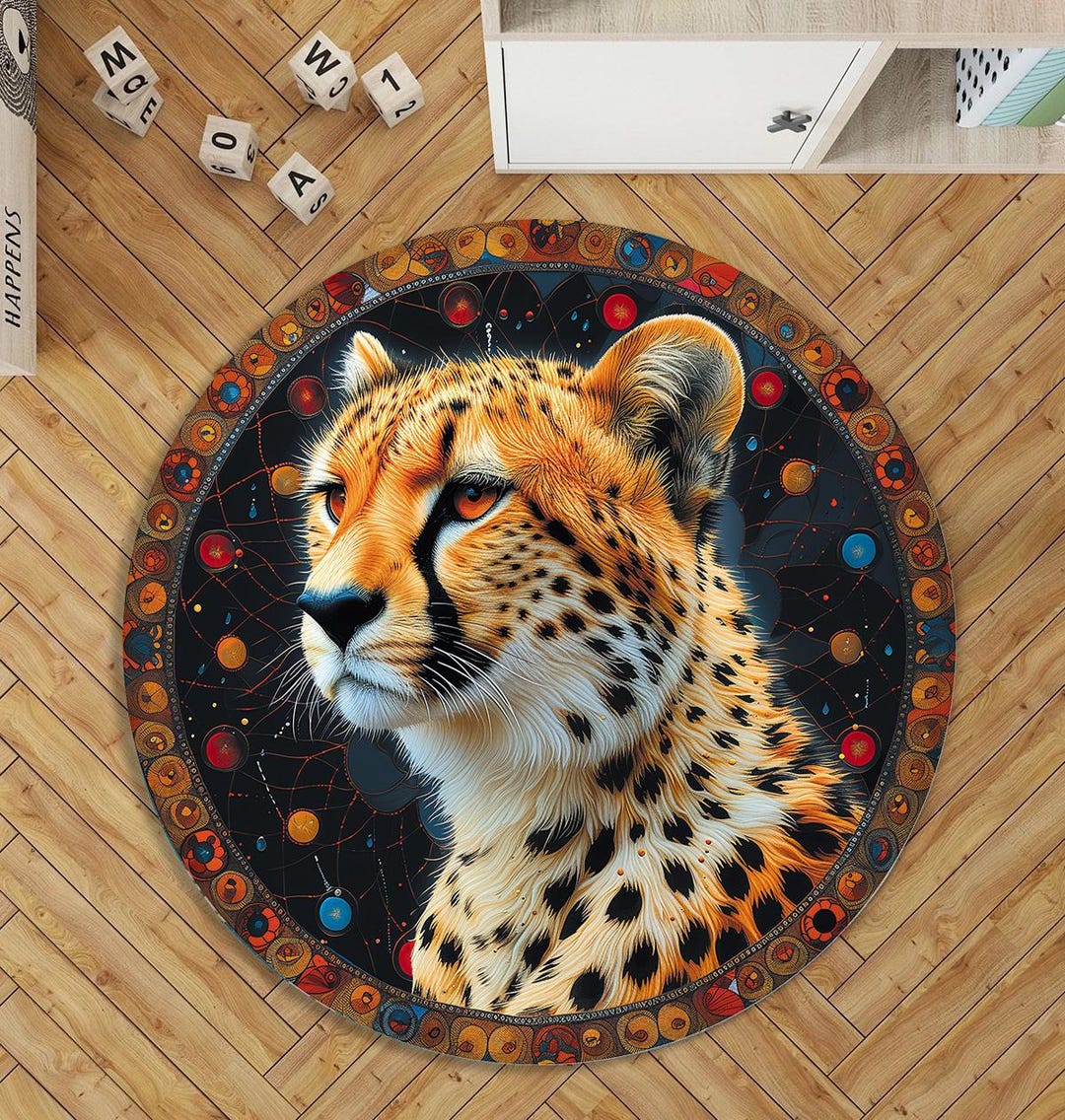 Leopard Print Round Rug: Animal Design, Non-slip Cotton Base - Etsy