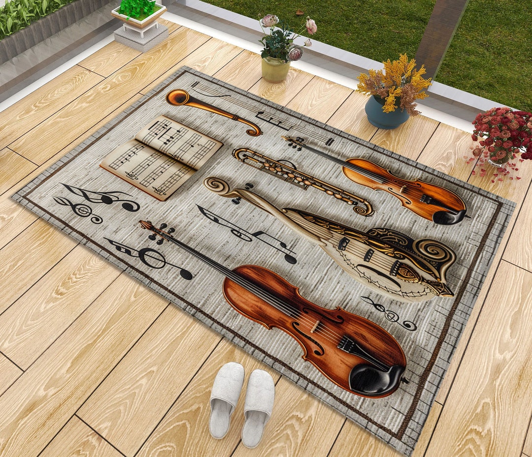 Musical Instrument Rug Musical Instrument Rug: Music Room Decor, Musician Gift - Etsy