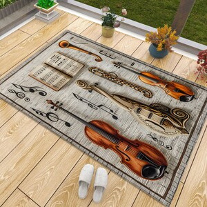 Musical Instrument Rug: Music Room Decor, Musician Gift