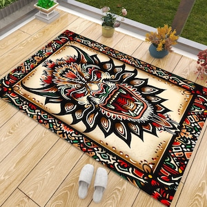 Tiger Tattoo Rug: Occult Devil Design