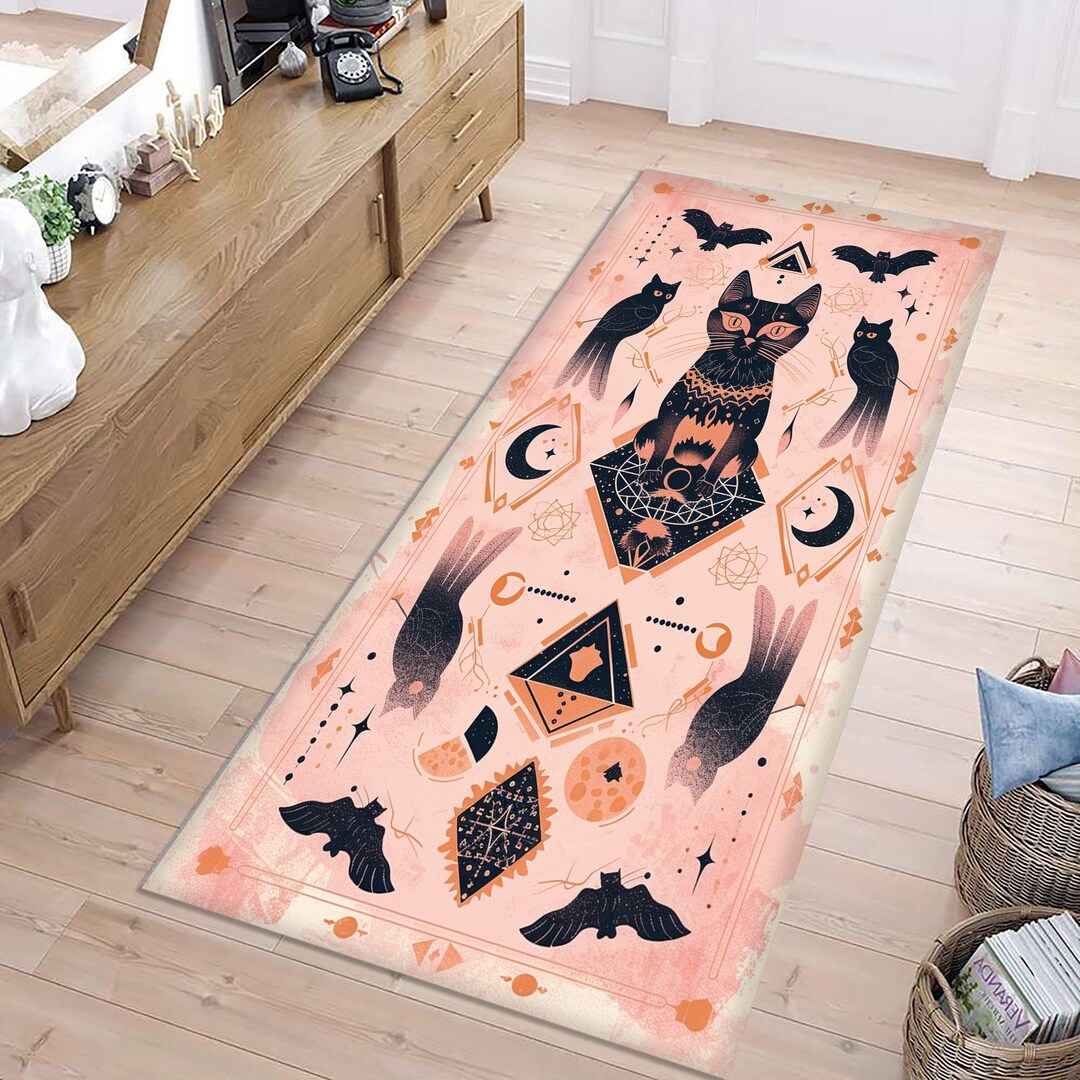 Cat Rug, Bat Rug, Tarot Card Cat Rug, Cat Lovers, Pop Art Design, Witch ...