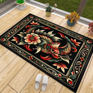 American Traditional Tattoo Rug: Old School Fish Design