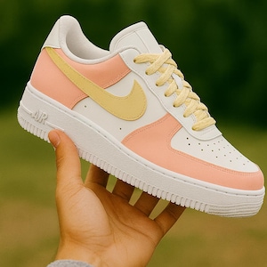 pink cream custom air force 1, custom painted shoes