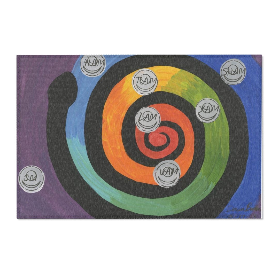 Chakra Image Rug Rainbow Swirl Area Rug, Chakra Mantra Yoga Meditaion Healing Modernist ...