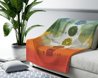 7 Chakra affirmation Yoga Fleece healing meditation blanket