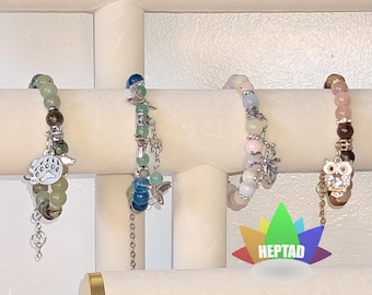 Gemstone Beaded Charm Bracelet, Spirit Animal Jewelry