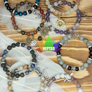Custom gemstone/crystal bracelets with 8mm beads, with chain and clasp for extension. Energy healing stones, healing crystal, boho chic.