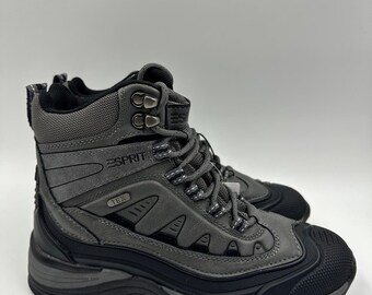 Chaussures de randonnée ultra-montantes taille 6 pour femmes, grises, noires, avec embout robuste, protège-talon
