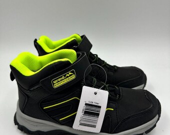 Size 2 Big Kids Black and Yellow High Top Hikers