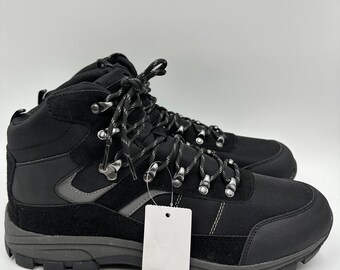 Men's Size 11.5, All Black High Top Hikers with Rugged Rubber Toe Cap and Heel