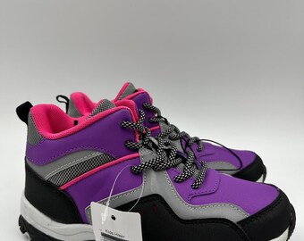 Big Kid Size 3, High Top Purple Pink and Black Hikers w/ Gray Accents